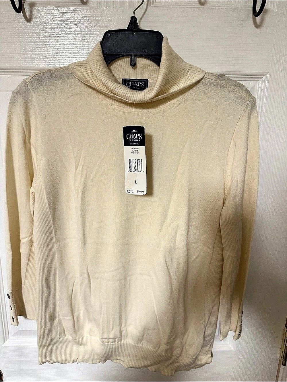 Chaps Classics Turtleneck Sweater Cream Large NWT